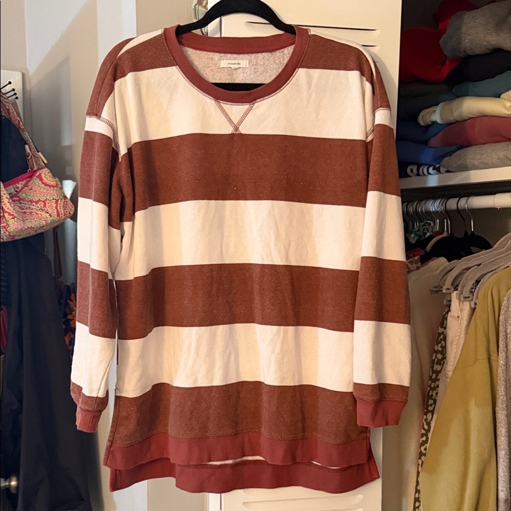 Striped Brown and White Men's Sweater